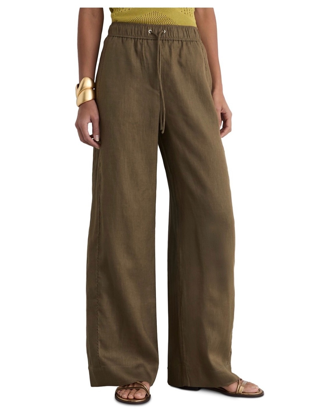 Reiss Riley linen pants Khaki Olive US 6